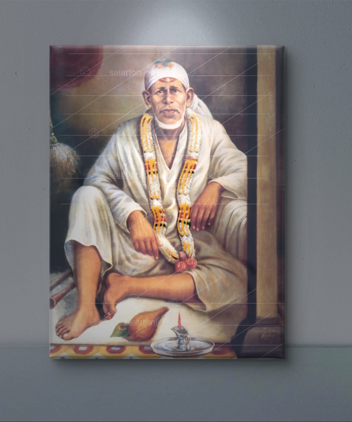 🕉️ Shirdi Sai Baba Dwarkamai Hand Painting Canvas Reprint Sacred Picture / Poster for Home Temple, Gift & Decor – By Hemant Art